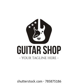 Retro styled guitar shop logo eps 10 eps 8