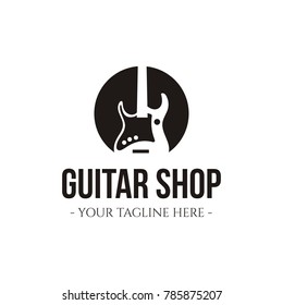 Retro styled guitar shop logo eps 10 eps 8