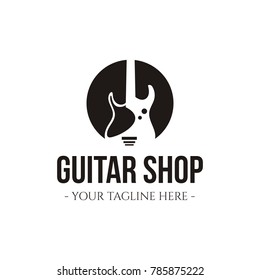 Retro styled guitar shop logo eps 10 eps 8