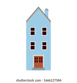 Retro styled house clipart icon - blue color