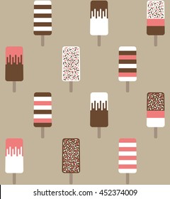 Retro styled ice cream seamless pattern. Vector illustration.