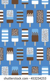 Retro styled ice cream seamless pattern. Vector illustration.