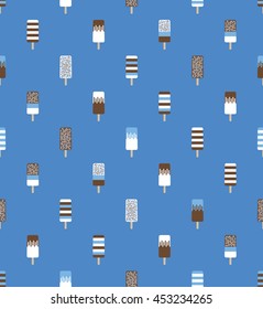 Retro styled ice cream seamless pattern. Vector illustration.