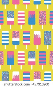 Retro styled ice cream seamless pattern. Vector illustration.
