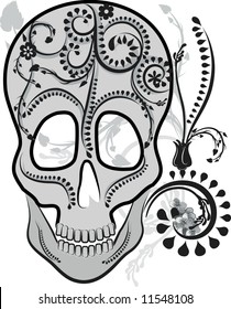 Retro styled illustration of a human skull.