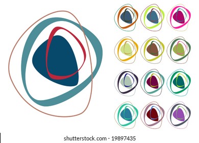 Retro styled interlocking egg shaped symbol