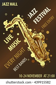 Retro styled Jazz festival Poster. Abstract style vector illustration. Jazz music festival, poster background template.