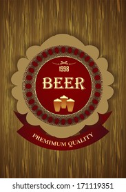 Retro styled label of beer. Good as a template of advertisement. 
