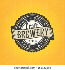 retro styled label of beer okay as a pattern of advertisement editable layered vector classic froth ritual real texture bar isolated black formal mark ceremony legend fancy publishing german science q