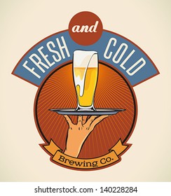 Retro styled label of lager beer. Good as a template of advertisement. Editable layered vector.