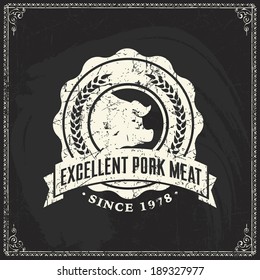 retro styled labels of butcher store cow butcher animal classical product texture meat farm cutlery isolated swine natural deadly nutrient market fresh tool mark cattle beef raw butchery offset shadow