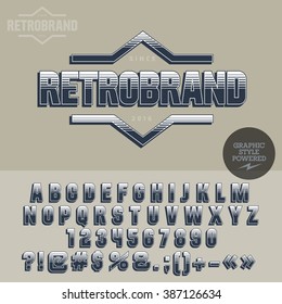 Retro styled logo for vintage shop. Vector set of letters, numbers and symbols.