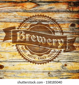 retro styled mark of beer excellent as a template of advertisement editable layered vector classical froth genuine texture bar isolated black background scene wood formal sign wooden ceremony luxuriou