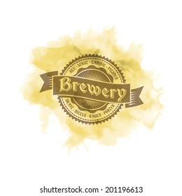 retro styled mark of beer on a watercolor splash okay as a pattern of advertising editable layered vector classic holiday ritual real isolated special black vacation splash ceremonial mark ceremony le