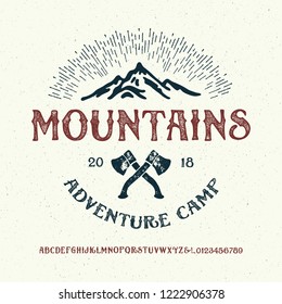 Retro Styled Modern Font. Vintage Hand Drawn Typeface . Original Letters and Numbers. Vector