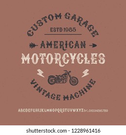 Retro Styled Modern Font. Vintage Hand Drawn. Typeface . Original Letters and Numbers. Vector