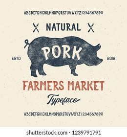 Retro Styled Modern Font. Vintage Hand Drawn Typeface . Original Letters and Numbers.Vector