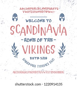  Retro Styled Modern Fonts. Vintage Hand Drawn Typeface Duo. Vector Illustration