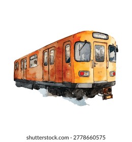 Retro styled orange train car exterior