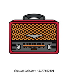 retro styled radio vector, old radio illustration