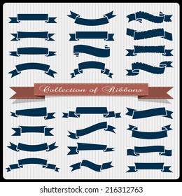 Retro styled ribbons - banners. Vector set