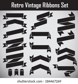 Retro styled ribbons collection Set.