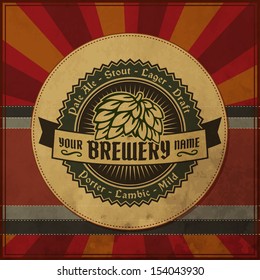 retro styled seal of brew excellent as a template of advertisement editable layered vector classic cream ritual original texture bar isolated black ceremony sign froth legend fancy antique german art