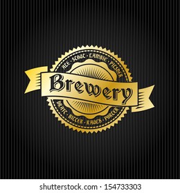 retro styled seal of brew good as a template of publicity editable layered vector classic froth ritual original bar isolated black treasure sign rich myth gold fancy letterpress german science quality