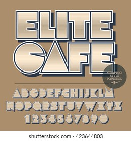 Retro-Styling-Satz aus Buchstaben, Zahlen und Zeichensymbolen. Vintage-Logo mit Text Elite-Café