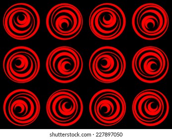 Retro styled spiral circles on white background