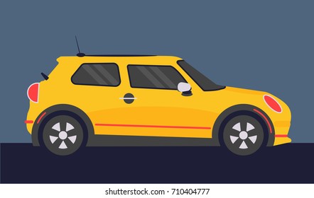 Retro styled sport car on the dark background. Flat design illustration. Perfect for web banners and advertisement. 