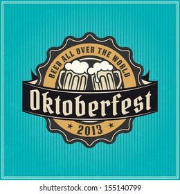 retro styled sticker of beer artistic as a pattern of advert editable layered vector classic ritual real texture bar isolated black formal sign celebration mythology fancy publishing aged german scien