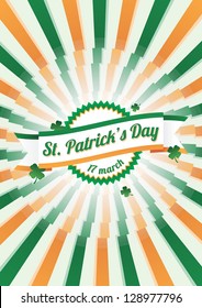 Retro styled stripes Irish flag colored background for St. Patrick's Day with banner