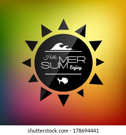 Retro styled summer calligraphic design card, vintage holiday ornament, beach label element