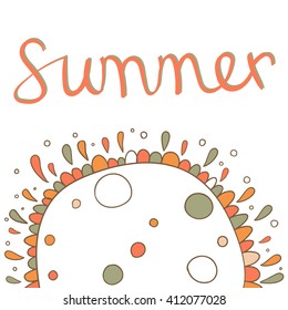 Retro styled summer calligraphic design card. Vintage holiday ornament. Beach label element