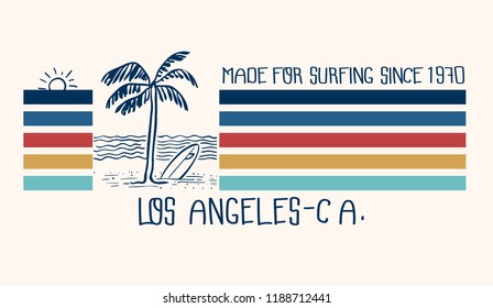 retro styled surfing graphic work