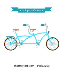 Retro styled tandem bicycle isolated on a white background.