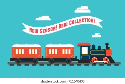Retro Styled Train Ribbon On Railway Stock Vector (Royalty Free ...