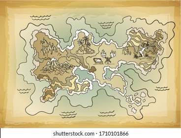 Retro styled treasure map. Vector design for app