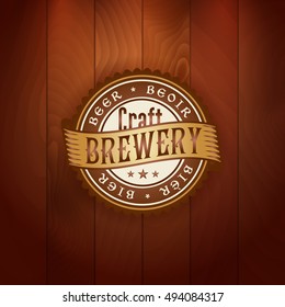 retro styled treasure seal of bar or skill distillery brew on vector antique timber texture classical work texture bar background scene carnival wood gold mark rich wooden employment golden luxurious