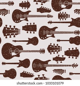 Retro styled vector guitars pattern or background