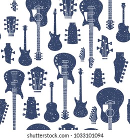 Retro styled vector guitars pattern or background