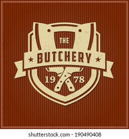 retro styled vector labels of butcher shop butcher animal classic product meat farm knife isolated pig natural killing food pork market fresh sign cattle beef raw butchery letterpress silhouette vinta