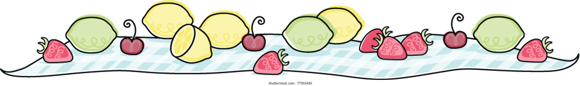 Retro Styled Wide Fruit Banner