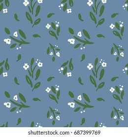 Retro and stylish beautiful bright floral seamless pattern. Abstract Elegance vector illustration texture with forget-me-not. 