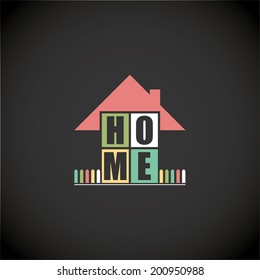 Retro stylish text in home . vector illustration