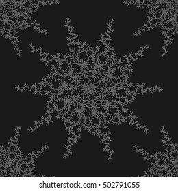 Retro stylish winter background, hand-drawn snowflakes