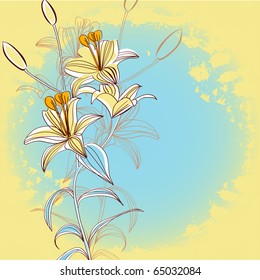 Retro stylized background with flowers