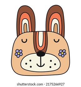 Retro stylized bunny face. Vector illustration.