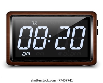 Retro stylized Digital Alarm Clock. Vector